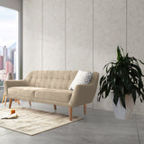 Sofá Roma Beige Sky y Matiz Caoba 194x78cm de Tres Puestos con Apoya Brazos