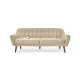 Sofá Roma Beige Sky y Matiz Caoba 194x78cm de Tres Puestos con Apoya Brazos