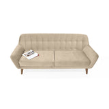 Sofá Roma Beige Sky y Matiz Caoba 194x78cm de Tres Puestos con Apoya Brazos