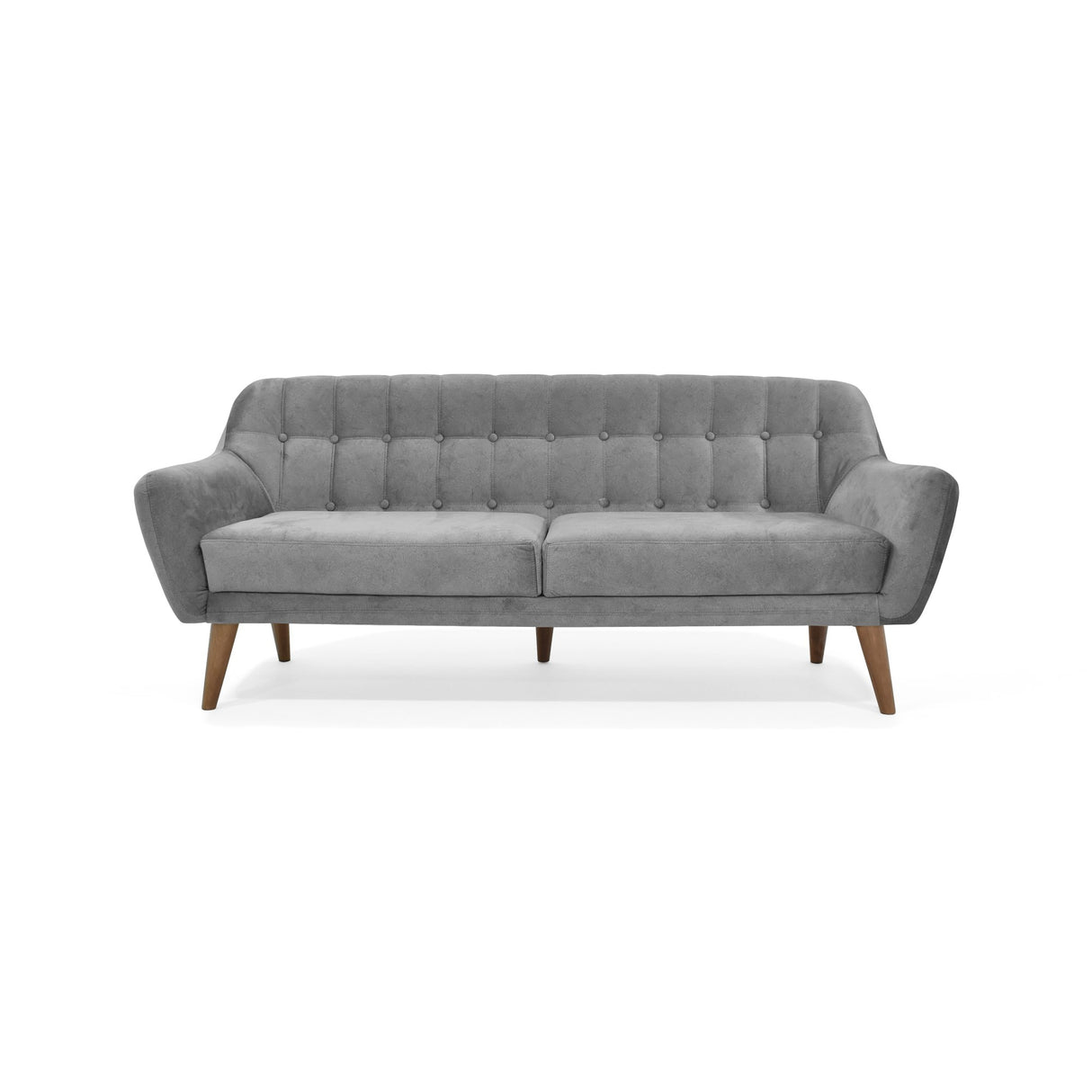 Sofá Roma Gris Sky y Matiz Caoba 194x78cm de Tres Puestos con Apoya Brazos