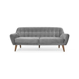 Sofá Roma Gris Sky y Matiz Caoba 194x78cm de Tres Puestos con Apoya Brazos