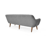 Sofá Roma Gris Sky y Matiz Caoba 194x78cm de Tres Puestos con Apoya Brazos