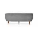 Sofá Roma Gris Sky y Matiz Caoba 194x78cm de Tres Puestos con Apoya Brazos