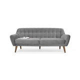 Sofá Roma Gris Sky y Matiz Caoba 194x78cm de Tres Puestos con Apoya Brazos