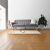 Sofá Roma Gris Sky y Matiz Caoba 194x78cm de Tres Puestos con Apoya Brazos