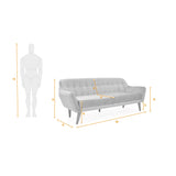 Sofá Roma Plata Sky y Matiz Caoba 194x78cm de Tres Puestos con Apoya Brazos