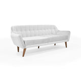 Sofá Roma Plata Sky y Matiz Caoba 194x78cm de Tres Puestos con Apoya Brazos