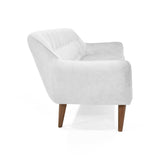Sofá Roma Plata Sky y Matiz Caoba 194x78cm de Tres Puestos con Apoya Brazos