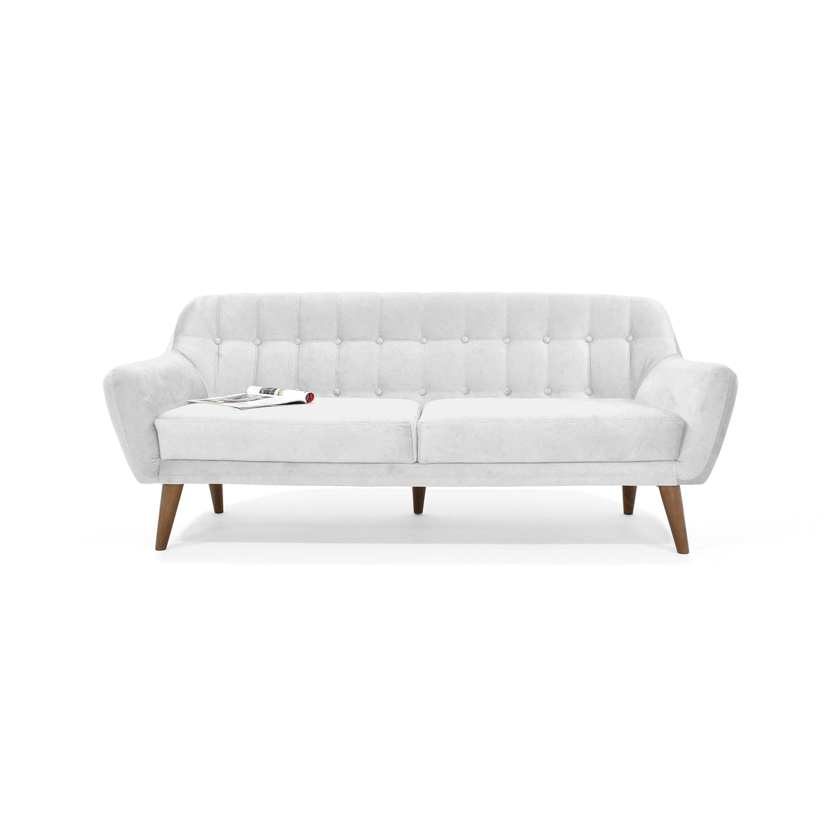 Sofá Roma Plata Sky y Matiz Caoba 194x78cm de Tres Puestos con Apoya Brazos