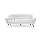 Sofá Roma Plata Sky y Matiz Caoba 194x78cm de Tres Puestos con Apoya Brazos