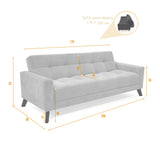 Sofá Cama Sahara Gris Denver y Matiz Caoba 206x82cm de Tres Puestos Reclinable con Apoya Brazos