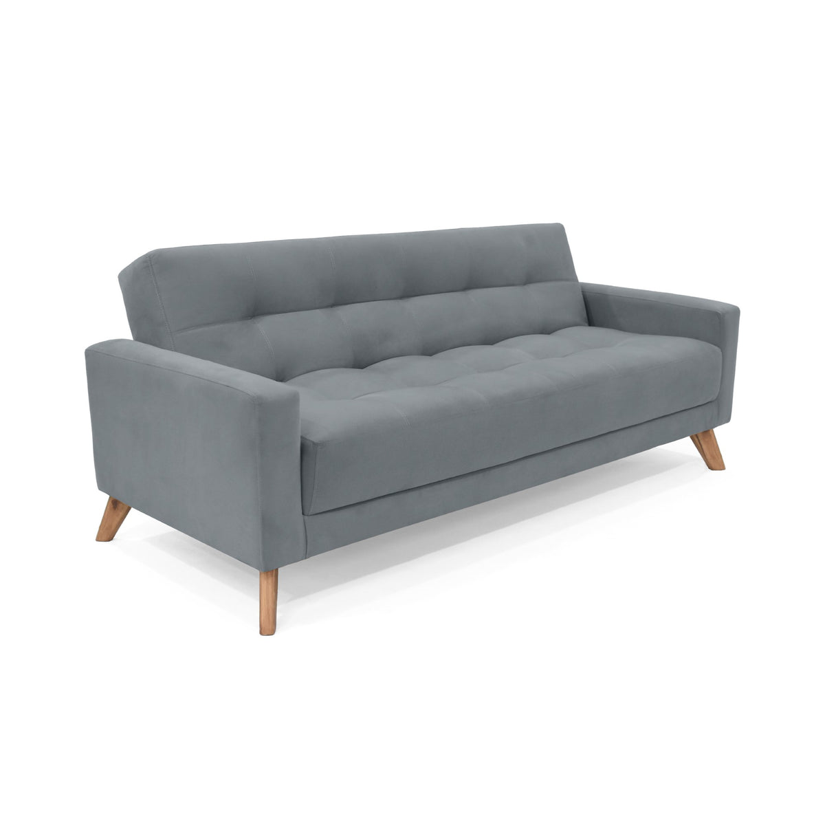 Sofá Cama Sahara Gris Denver y Matiz Caoba 206x82cm de Tres Puestos Reclinable con Apoya Brazos