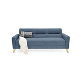 Sofá Cama Sion Índigo Dicosta y Matiz Natural 206x82cm de Tres Puestos Reclinable con Apoya Brazos