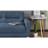 Sofá Cama Sion Índigo Dicosta y Matiz Natural 206x82cm de Tres Puestos Reclinable con Apoya Brazos