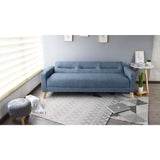 Sofá Cama Sion Índigo Dicosta y Matiz Natural 206x82cm de Tres Puestos Reclinable con Apoya Brazos