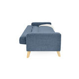 Sofá Cama Sion Índigo Dicosta y Matiz Natural 206x82cm de Tres Puestos Reclinable con Apoya Brazos