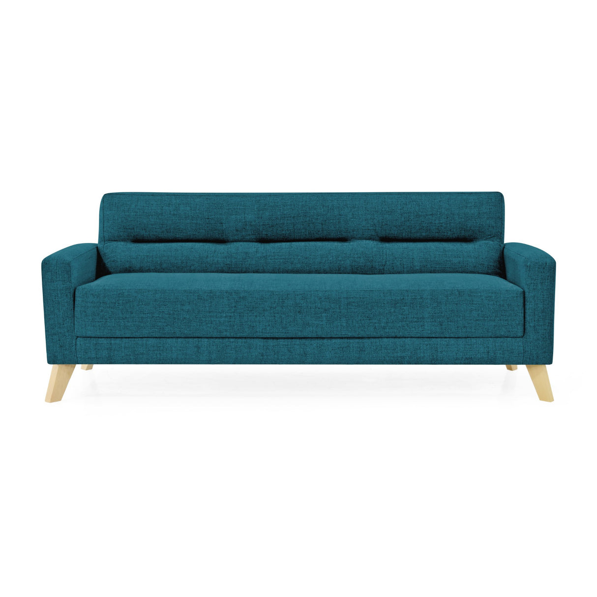 Sofá Cama Sion Petróleo Eureka y Matiz Natural 206x82cm de Tres Puestos Reclinable con Apoya Brazos