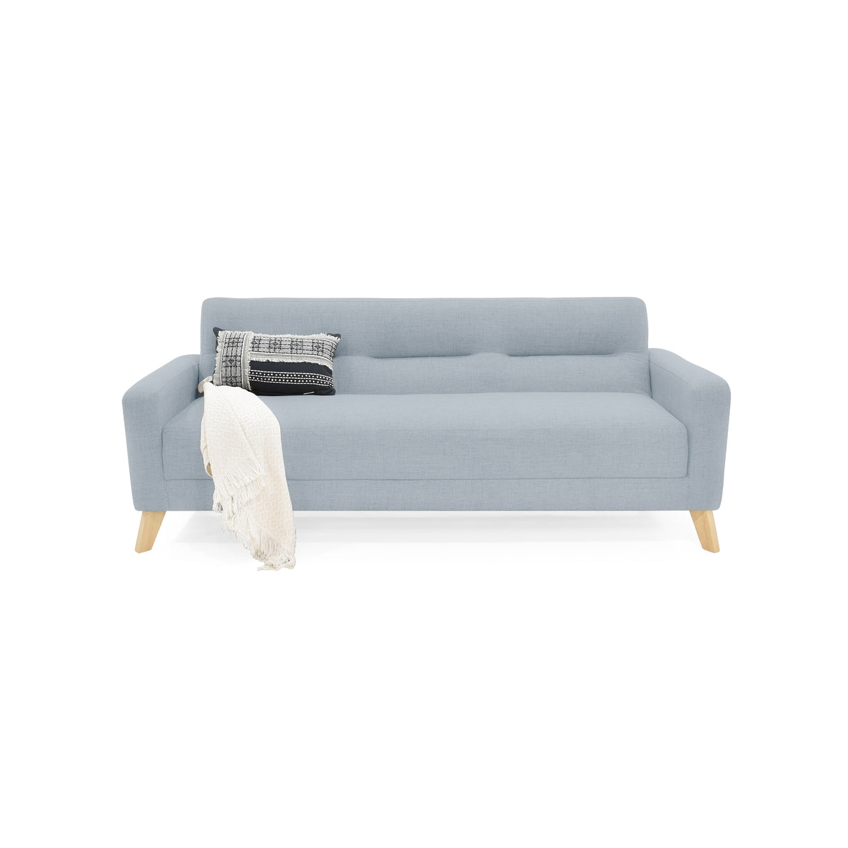Sofá Cama Sion Plata Eureka y Matiz Natural 206x82cm de Tres Puestos Reclinable con Apoya Brazos