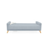 Sofá Cama Sion Plata Eureka y Matiz Natural 206x82cm de Tres Puestos Reclinable con Apoya Brazos
