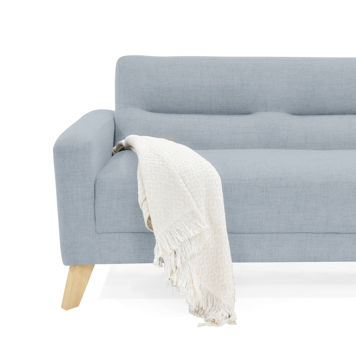 Sofá Cama Sion Plata Eureka y Matiz Natural 206x82cm de Tres Puestos Reclinable con Apoya Brazos