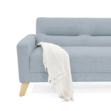 Sofá Cama Sion Plata Eureka y Matiz Natural 206x82cm de Tres Puestos Reclinable con Apoya Brazos