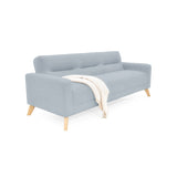 Sofá Cama Sion Plata Eureka y Matiz Natural 206x82cm de Tres Puestos Reclinable con Apoya Brazos