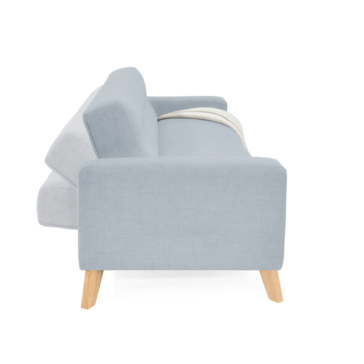 Sofá Cama Sion Plata Eureka y Matiz Natural 206x82cm de Tres Puestos Reclinable con Apoya Brazos