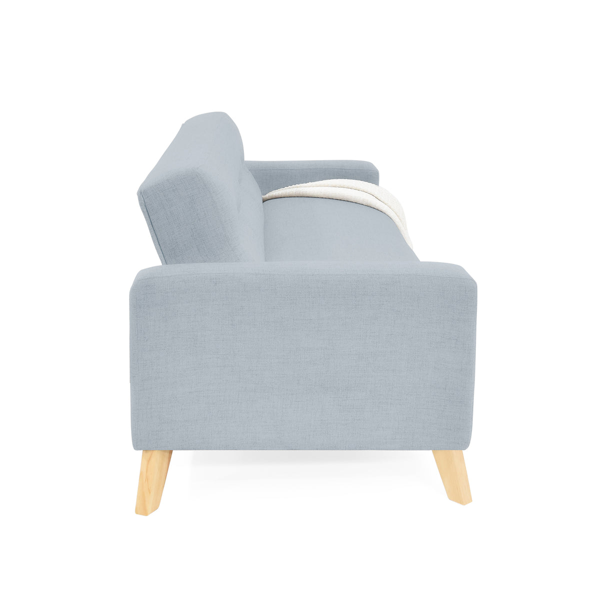 Sofá Cama Sion Plata Eureka y Matiz Natural 206x82cm de Tres Puestos Reclinable con Apoya Brazos