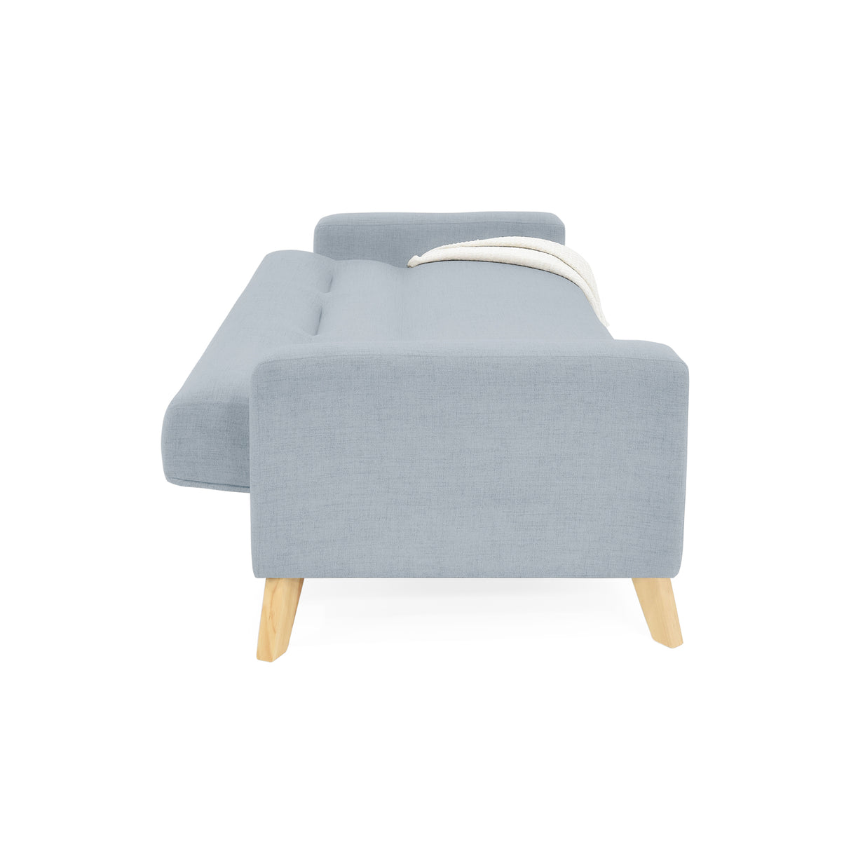 Sofá Cama Sion Plata Eureka y Matiz Natural 206x82cm de Tres Puestos Reclinable con Apoya Brazos