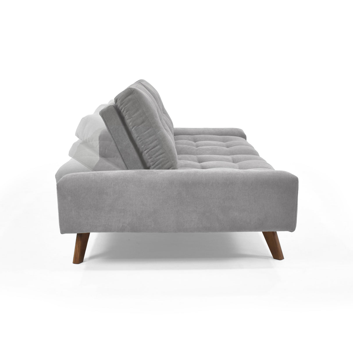 Sofá Cama Suiza Plata Dorsey y Matiz Caoba 200x81cm de Tres Puestos Reclinable con Apoya Brazos