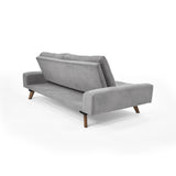 Sofá Cama Suiza Plata Dorsey y Matiz Caoba 200x81cm de Tres Puestos Reclinable con Apoya Brazos