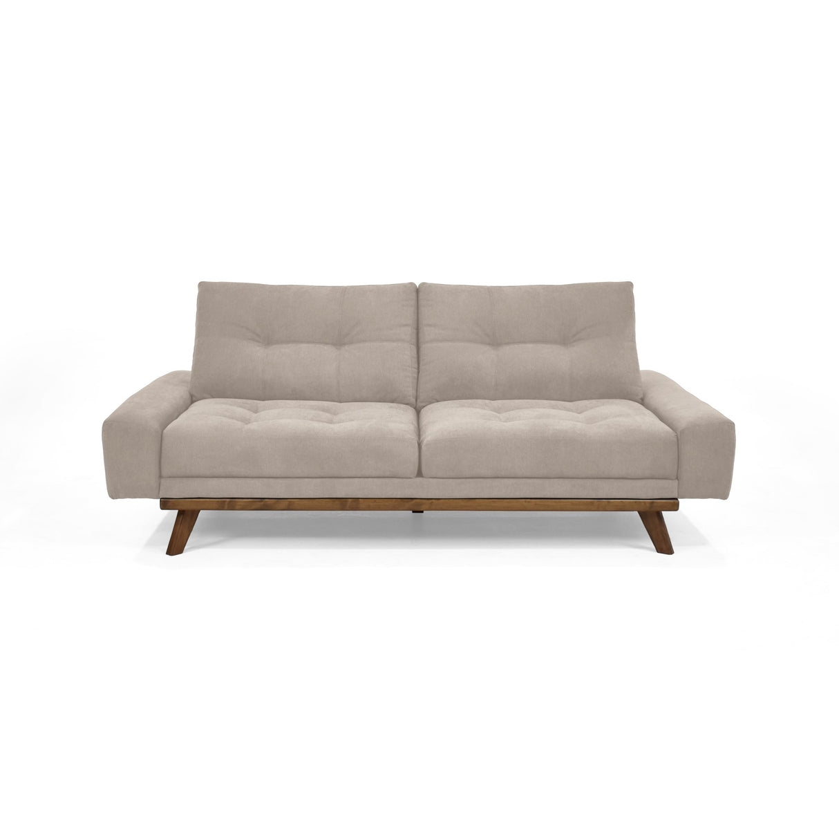 Sofá Cama Suiza Taupe Dorsey y Matiz Caoba 200x81cm de Tres Puestos Reclinable con Apoya Brazos