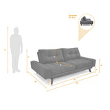 Sofá Cama Suiza Taupe Dorsey y Matiz Caoba 200x81cm de Tres Puestos Reclinable con Apoya Brazos