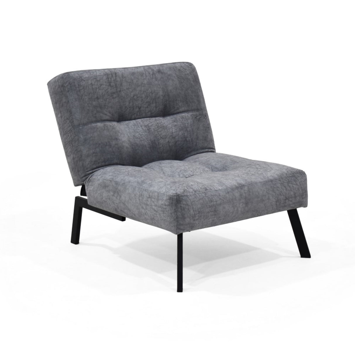 Poltrona Togo Gris Sky y Metálico Negro 75x79cm de Un Puesto Reclinable sin Apoya Brazos