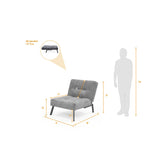 Poltrona Togo Gris Sky y Metálico Negro 75x79cm de Un Puesto Reclinable sin Apoya Brazos