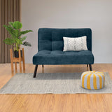 Sofá Togo Azul Sky y Metálico Negro 104x79cm de Dos Puestos Reclinable sin Apoya Brazos