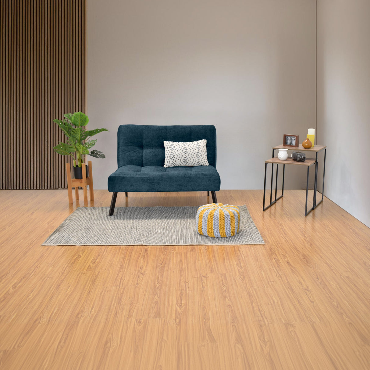 Sofá Togo Azul Sky y Metálico Negro 104x79cm de Dos Puestos Reclinable sin Apoya Brazos