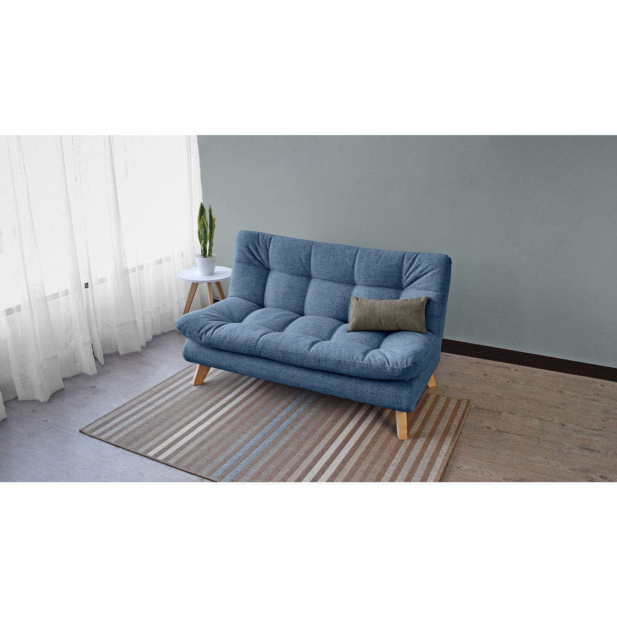 Sofá Toulouse Índigo Dicosta y Matiz Natural 140x80cm de Dos Puestos sin Apoya Brazos