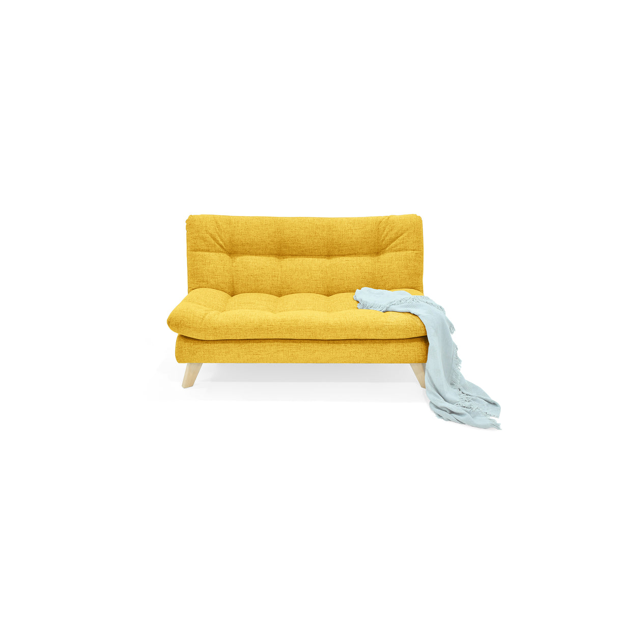 Sofá Toulouse Mostaza Dicosta y Matiz Natural 140x80cm de Dos Puestos sin Apoya Brazos