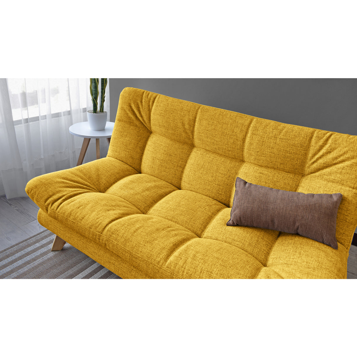 Sofá Toulouse Mostaza Dicosta y Matiz Natural 140x80cm de Dos Puestos sin Apoya Brazos