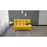 Sofá Toulouse Mostaza Dicosta y Matiz Natural 140x80cm de Dos Puestos sin Apoya Brazos
