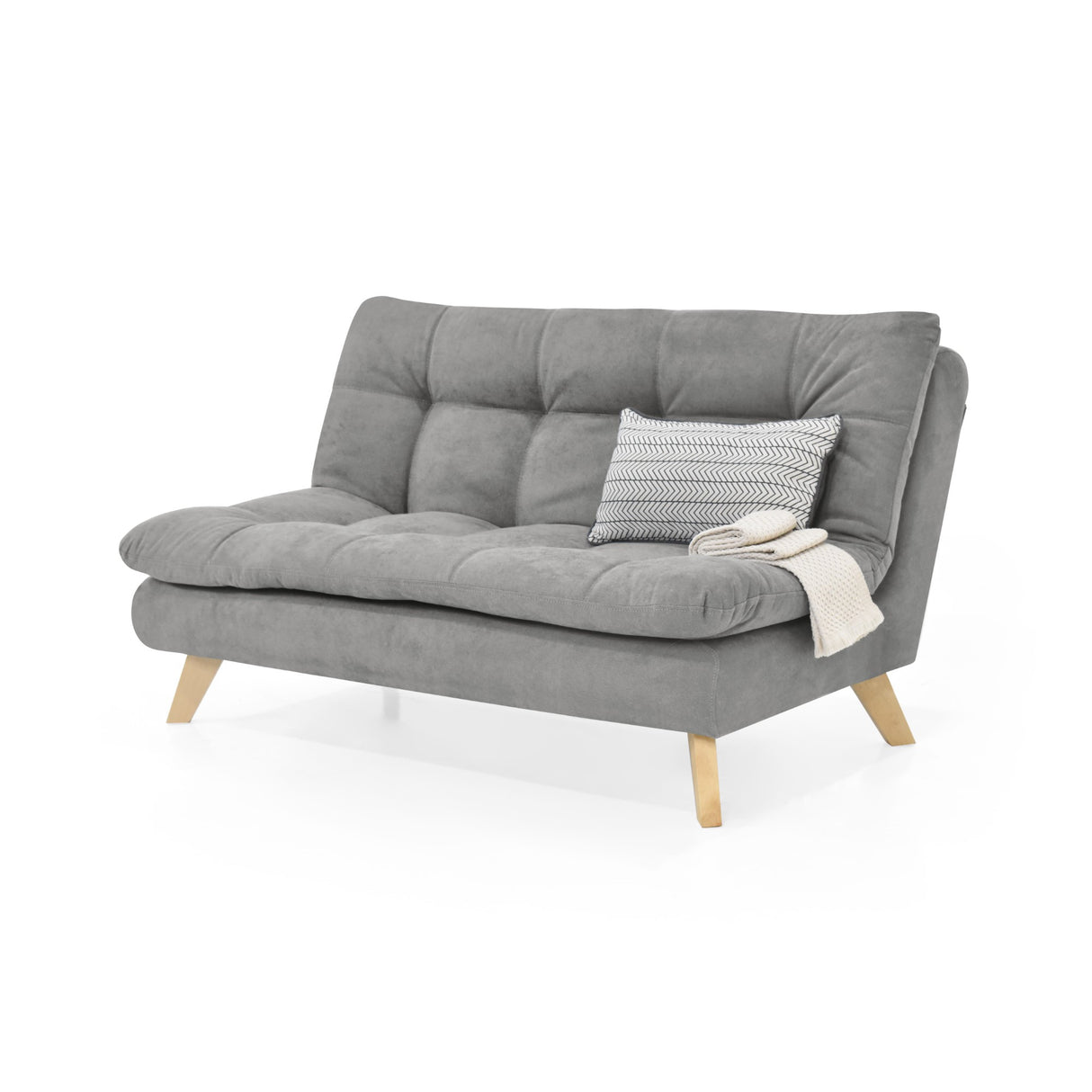 Sofá Toulouse Plata Dorsey y Matiz Natural 140x80cm de Dos Puestos sin Apoya Brazos