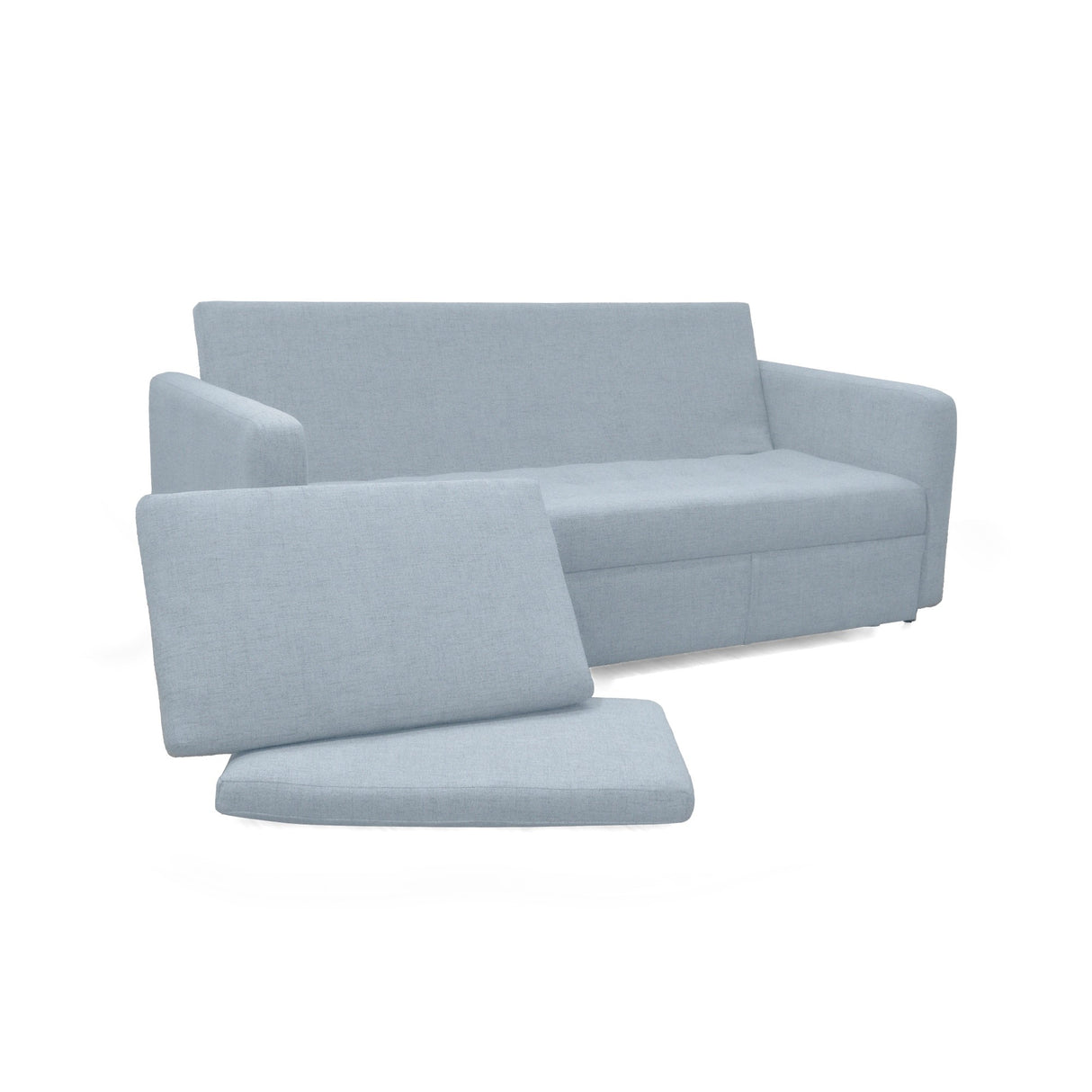 Sofá Cama Uganda Plata Eureka y Matiz Caramelo 192x87cm de Tres Puestos con Apoya Brazos