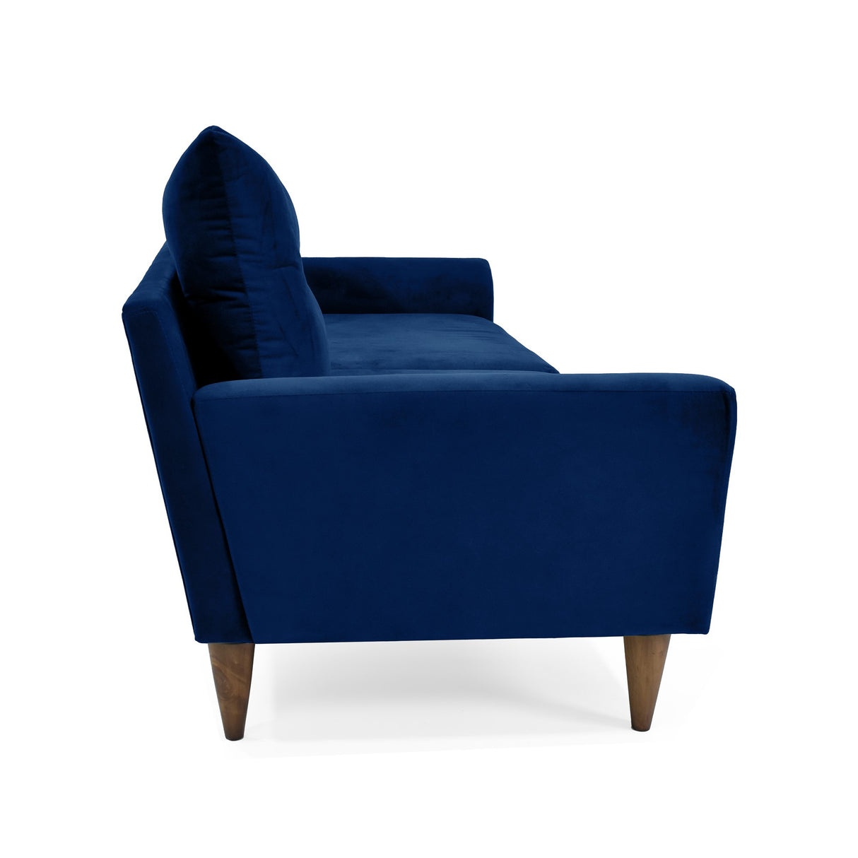 Sofá Verge Azul Denver y Matiz Caoba 190x90cm de Tres Puestos con Apoya Brazos