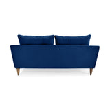 Sofá Verge Azul Denver y Matiz Caoba 190x90cm de Tres Puestos con Apoya Brazos