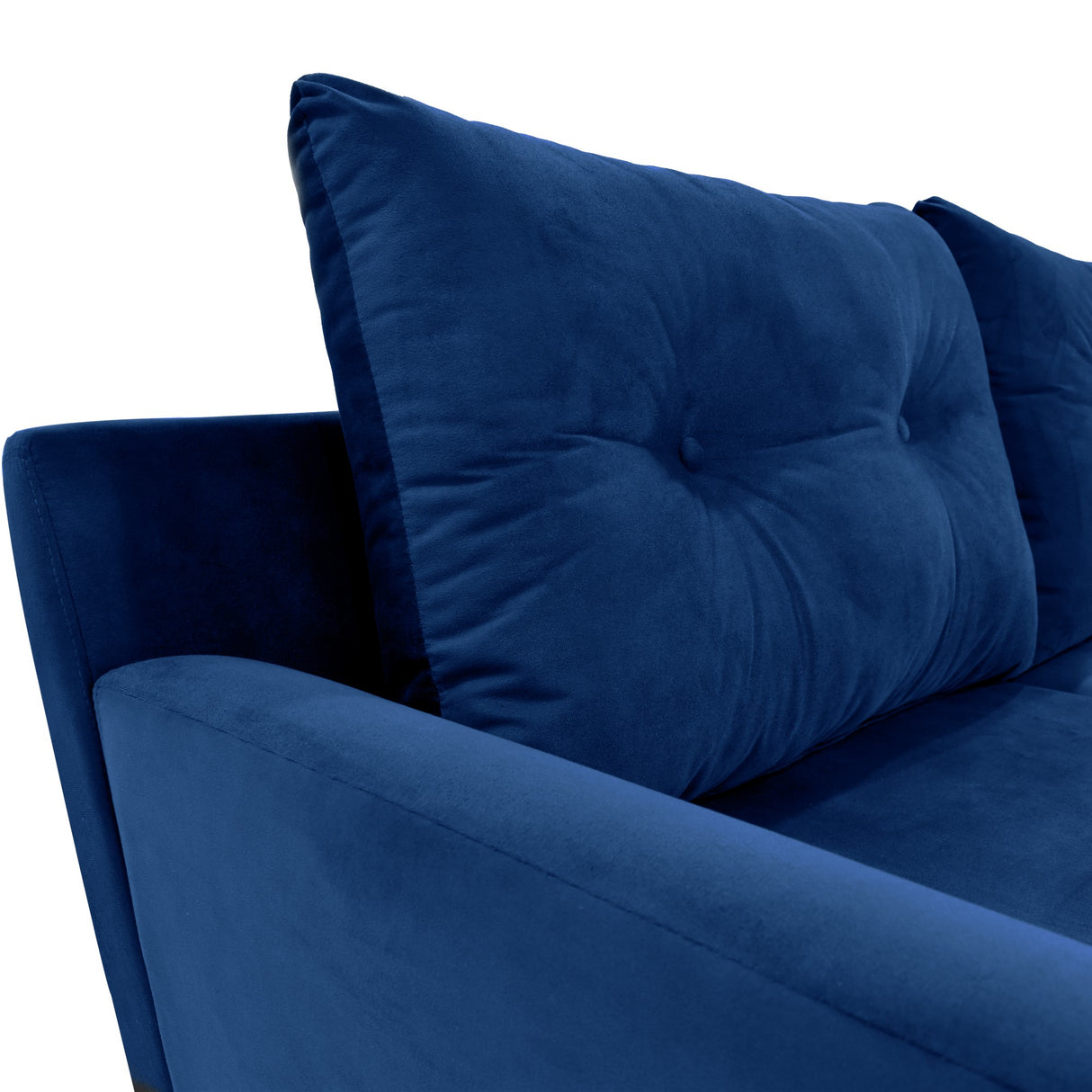 Sofá Verge Azul Denver y Matiz Caoba 190x90cm de Tres Puestos con Apoya Brazos