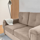 Sofá Zamora Taupe Denver y Matiz Caoba 150x85cm de Dos Puestos con Apoya Brazos