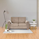 Sofá Zamora Taupe Denver y Matiz Caoba 150x85cm de Dos Puestos con Apoya Brazos