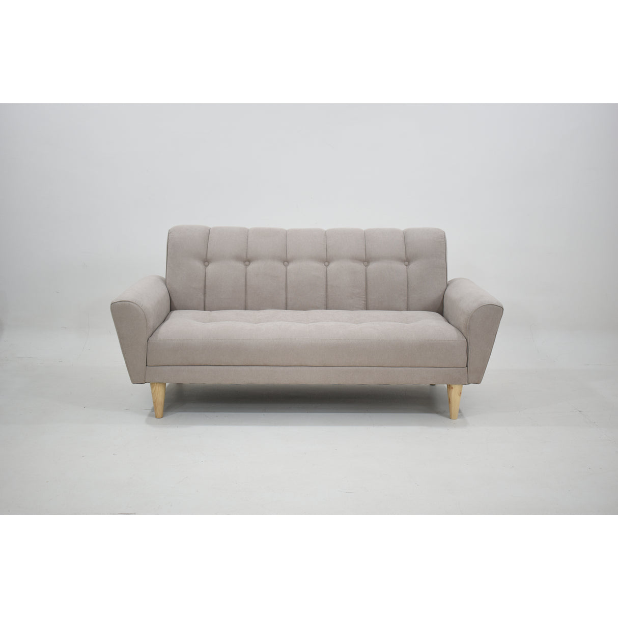 Sofá Zen Taupe Dorsey y Matiz Natural 187x88cm de Tres Puestos con Apoya Brazos