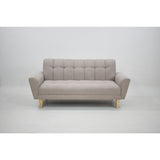 Sofá Zen Taupe Dorsey y Matiz Natural 187x88cm de Tres Puestos con Apoya Brazos